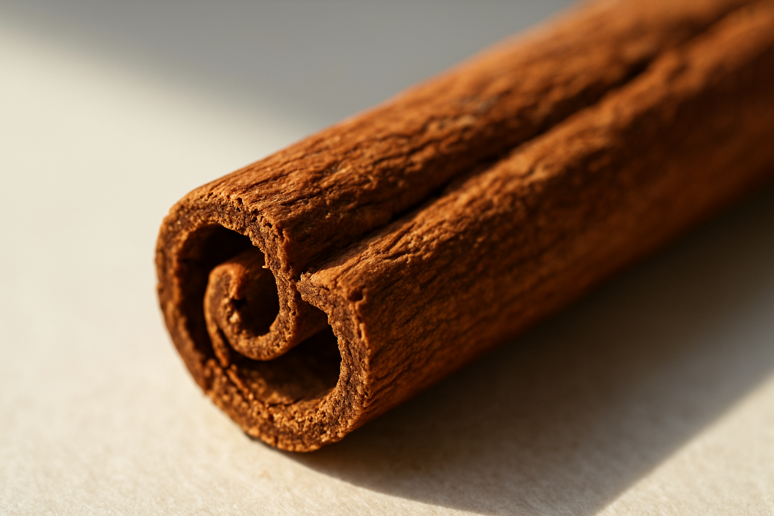 closeup photo of a cinnamon stick in bright daylight